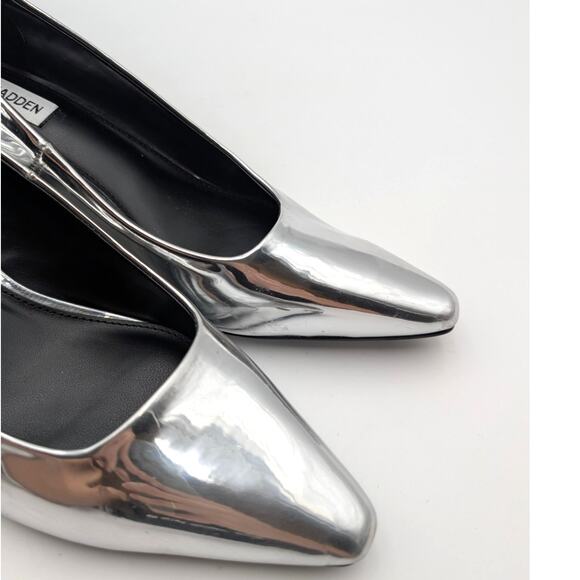 Steve Madden Nathalia Patent Leather Kitten Heels Women's Silver Metallic US8.5M - Picture 10 of 13